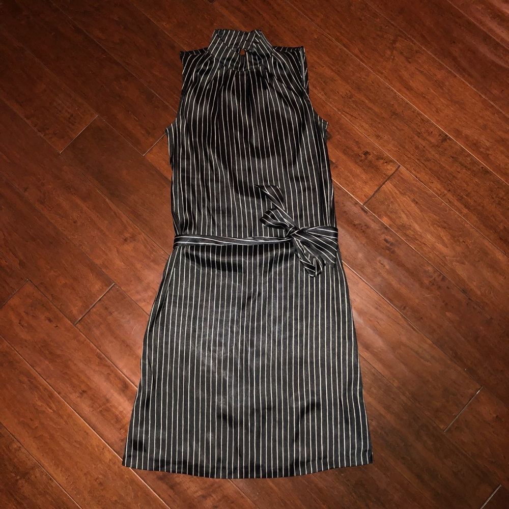 Elegant Black and White Striped Dress